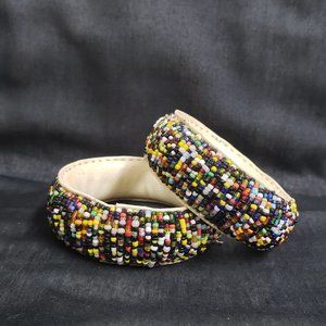 African Beaded Bracelets Vintage Thick Bangles